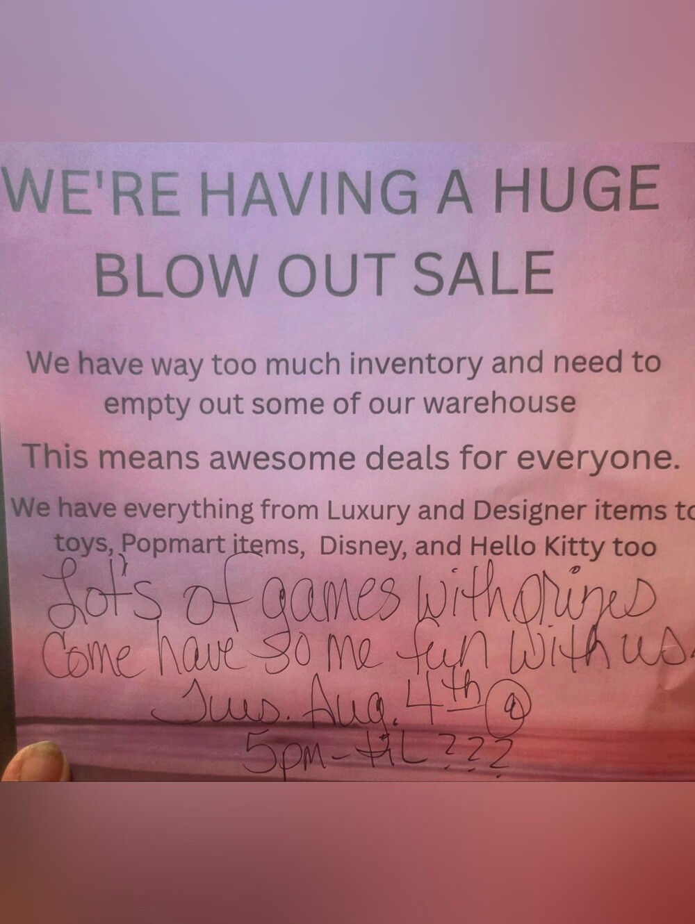 Pink Promotional Poster with Handwritten Notes